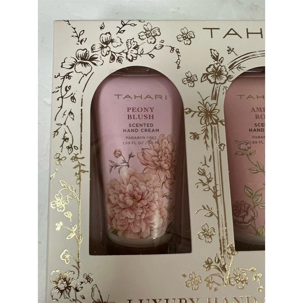 Tahari Hand Cream Gift Set 3pc Travel Size Peony Blush Amber Rose Sage